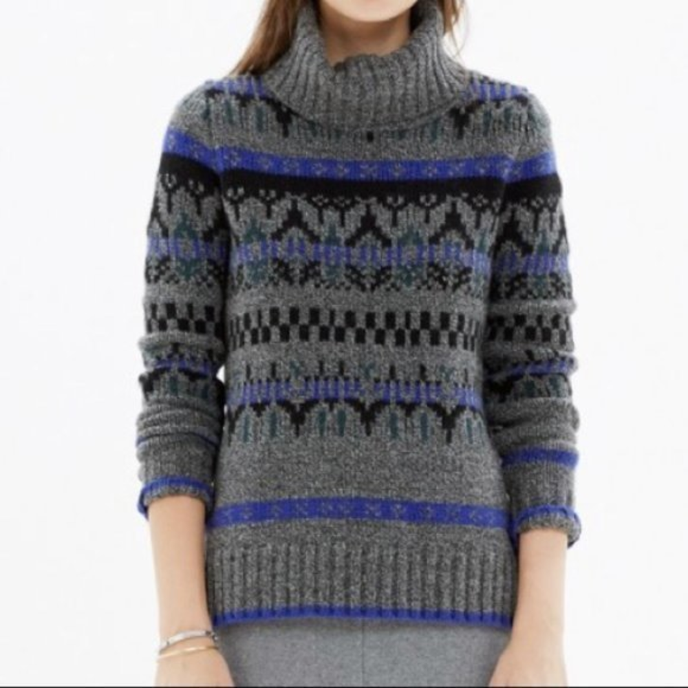 Madewell Fair isle merino wool‎ turtleneck sweater
